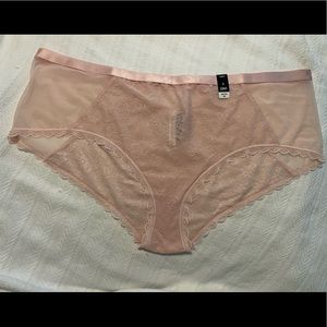 NWT Torrid Curves Cheeky Panty Size 4, Light Pink Lace & Nylon W/ Peekaboo Back